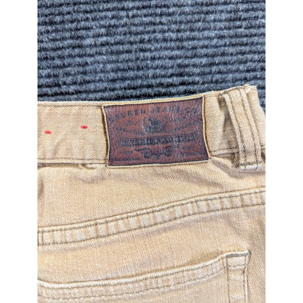 Lauren by Ralph Lauren Jeans Women 7/8 Beige Stretch Streetwear Raw Hem Flare - Picture 13 of 16